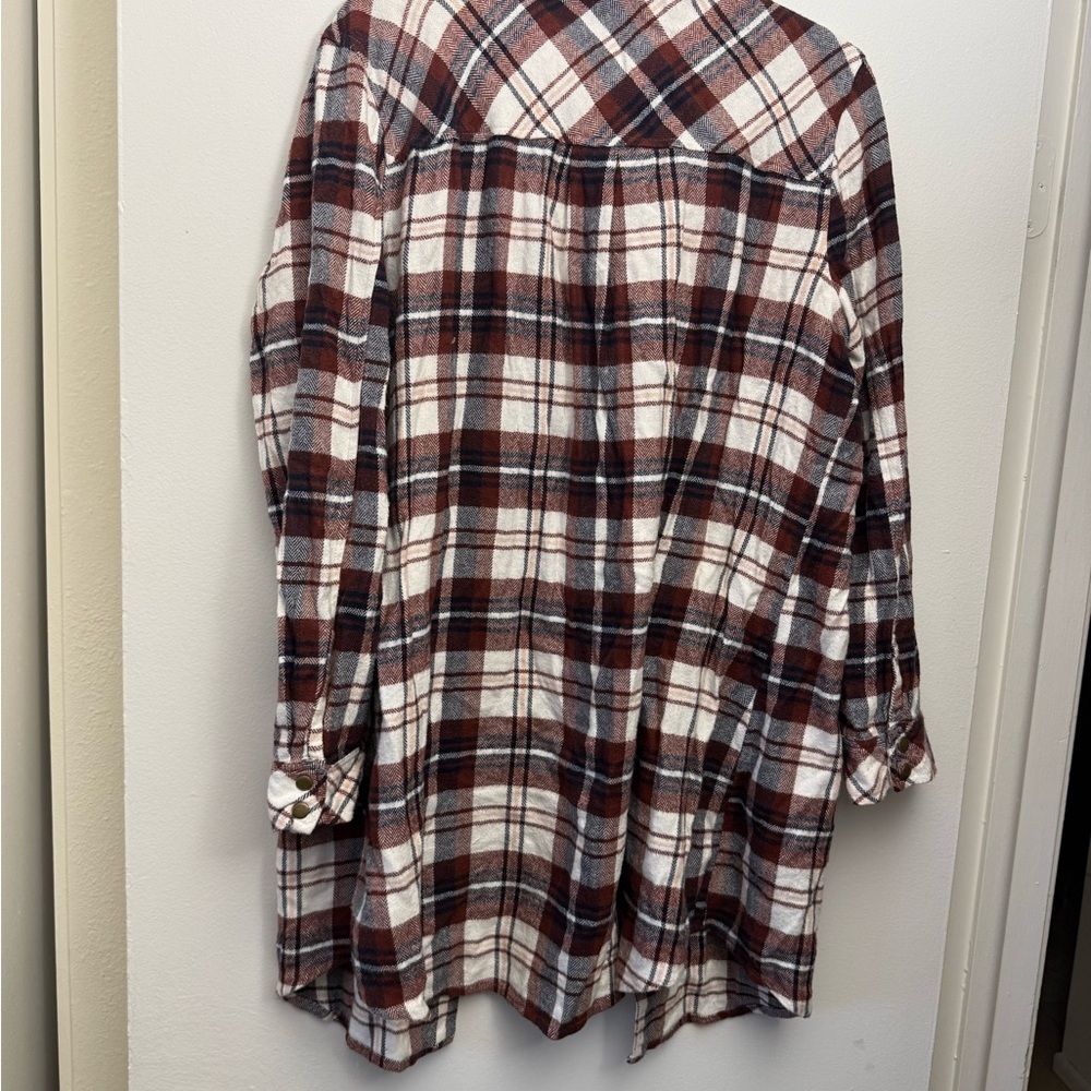 BP. Longline Plaid Button Up Shirt/Dress